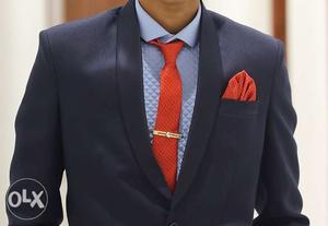 Black And Red Notch Lapel Suit Jacket