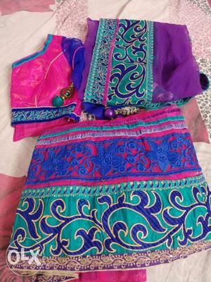 Brand new pink nd blue colour lahenga choli
