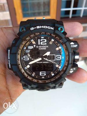 Casio G-Shock Digital Round Black Watch. TRIPLE SENSOR MULTI