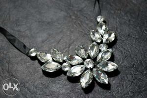 Clear Gemstone Flower Necklace
