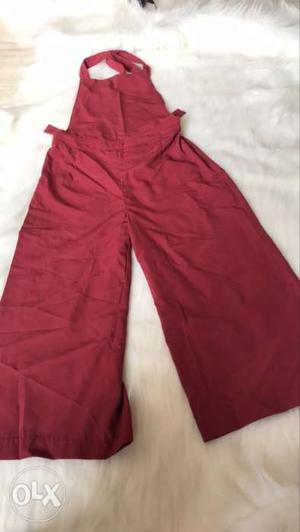 Cute Red Cropped Jumpsuit