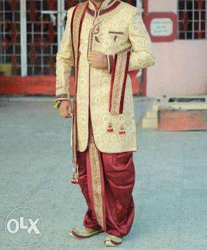 Golden and Maroon Sherwani available in best condition