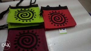 Green, Red, And Maroon Sling Bags