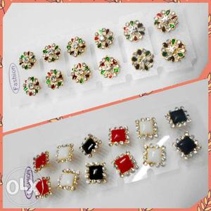 Indian girls CZ Multi-Color Earrings tops Jewellery-12 pairs