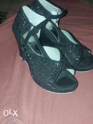 Pair Of Black Open-toe Heeled Sandals