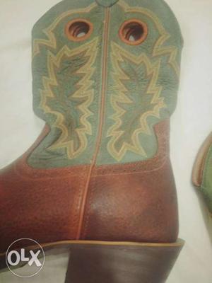 Pair Of Brown Leather Cowboy Boots