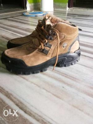 Pair Of Brown-and-black Work Boots