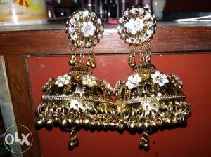 Pair Of Gold-colored Jhumka Earrings