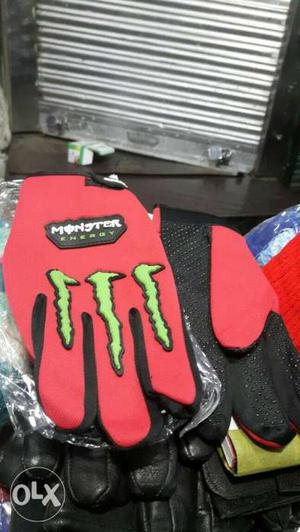 Pair Of Red Monster Gloves