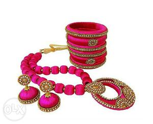 Pink Chandbali Jewelry Set