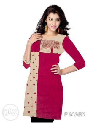 Rayon red and skin colour kurti at very cheapest