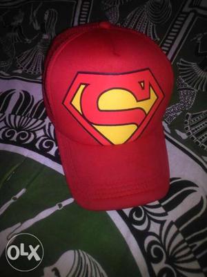 Red Superman Fitted Cap