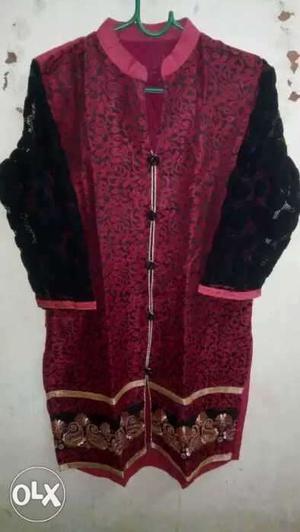Red and black coat pattern suit