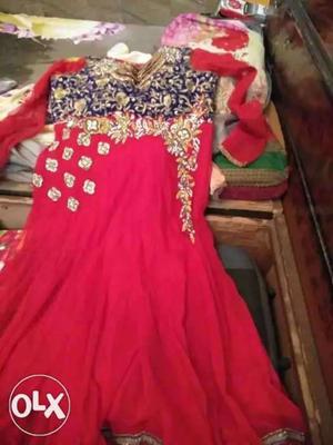 Sale for frock red suit with pajami and chunni