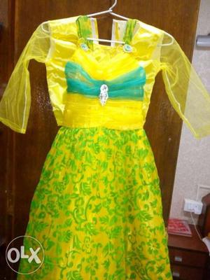 Toddler's Yellow And Green Dress