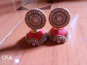 Two Pink Jhunka Earrings