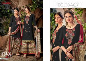 Women's Black And Red Floral Traditional Dress
