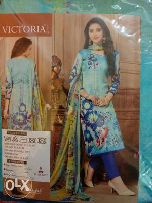 Women's Blue And Yellow Floral Traditional Dress