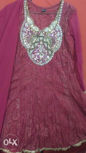 Women's Pink And Silver Sequin Sleeveless Dress