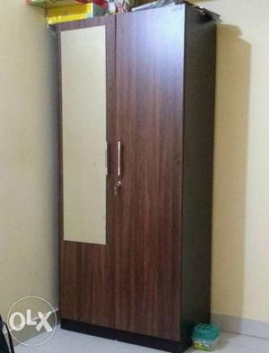 8 months old double door wooden wardrobe with Mirror- Moving