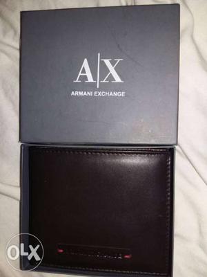 Brown Armani Exchange Leather Bifold Wallet With Box