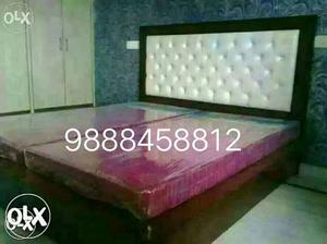 Double bed white brown back