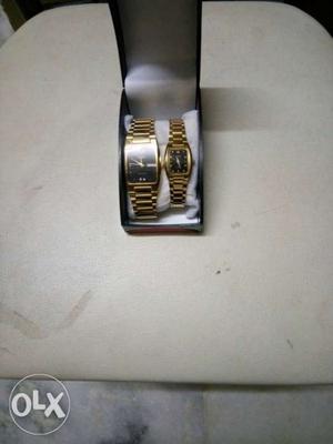 Gold plated couple watch, totally unused