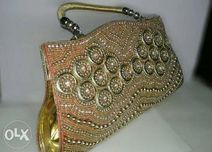 Most Beautiful Golden Bridal Purse with rosy