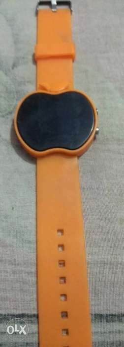 Orange And Black Digital Watch With Orange Band