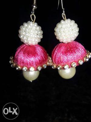 Pair Of Pink Jhumkas Bell Earrings