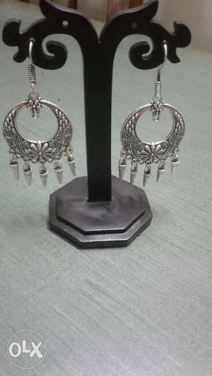 Pair Of Round Silver-colored Hook Earrings