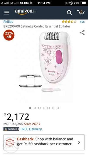 Philips lady shaver Satinelle Corded Essential Epilator