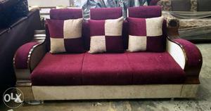 Purple And Beige Suede 3-seat Sofa