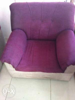 Purple And White Fabric Sofa Chair