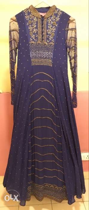 Sample CLEARANCE: Pure silk Ombre Blue Hand embroider dress