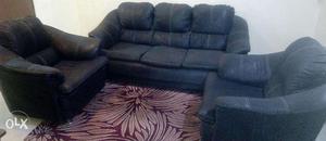 Sofa set, 5 seater, Black, Set of 3+1+1, Price negotiable