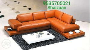 Tufted Red Leather Sectional Sofa