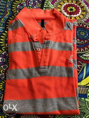 Ucb orange striped grey polo tshirt, size m, used