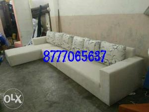 White And Gray Tufted Sectional Couch