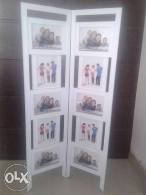 White Wooden Collage Photo Frame Wall Divider