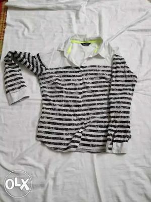 White shirt with black stripes stylish shirt