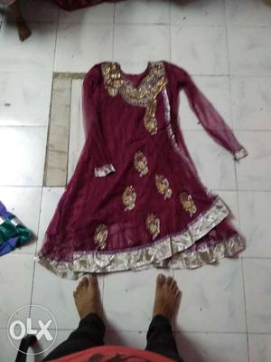 Women's Purple And Brown Floral Dress