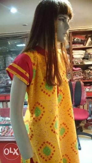 Women's Yellow And Red salwar suit