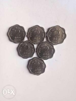 2 Paise Old Coin  extra Fine Condition,Set of