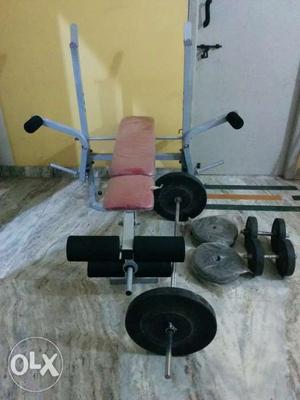Bench with 80kg rubber weight including one gym