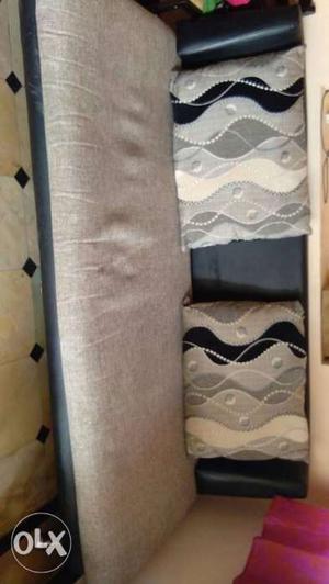 Black And Grey Fabric Cushion Sofa