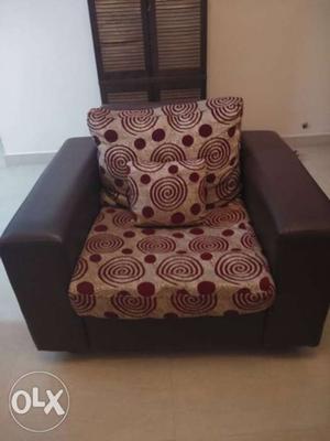 Black And Red Floral Sofa Chair - 3 seater and 2 one seater