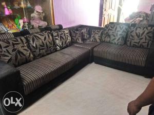 Black color fabric sofa with good condition