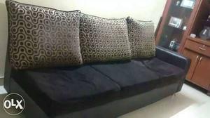 Brown And Black Fabric Sofa