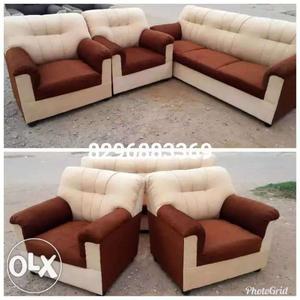 Brown-and-white Fabric Sofa Set Collage